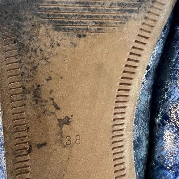 OSAY x  La Babouche Blue and Silver Tie Dye Slide Loafer Slip on Shoe - Picture 10 of 12